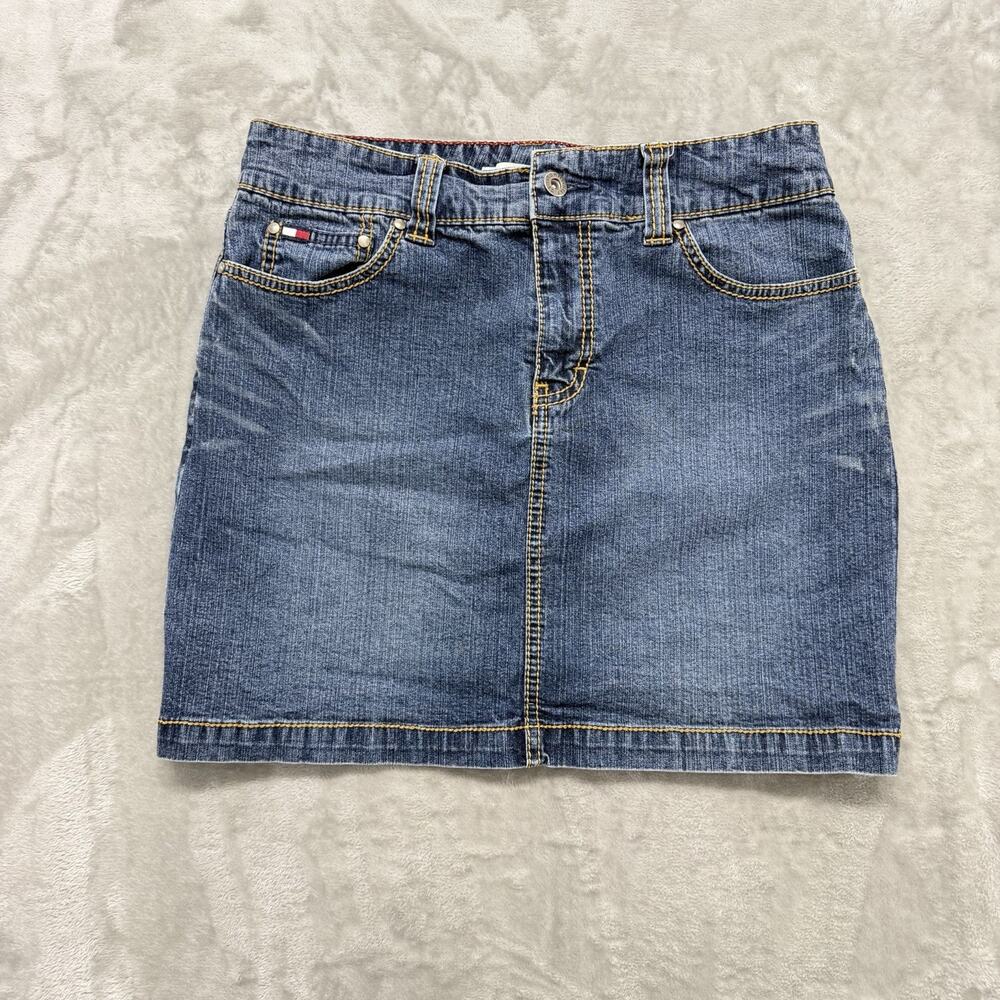 Tommy Hilfiger Jean Skirt Womens Size 4 Dark Wash Denim Pocketed Short Y2K VTG
